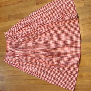Uniqlo Ines de la Fressange Cotton Twill Gather Skirt Midi Skirt Red Gingham